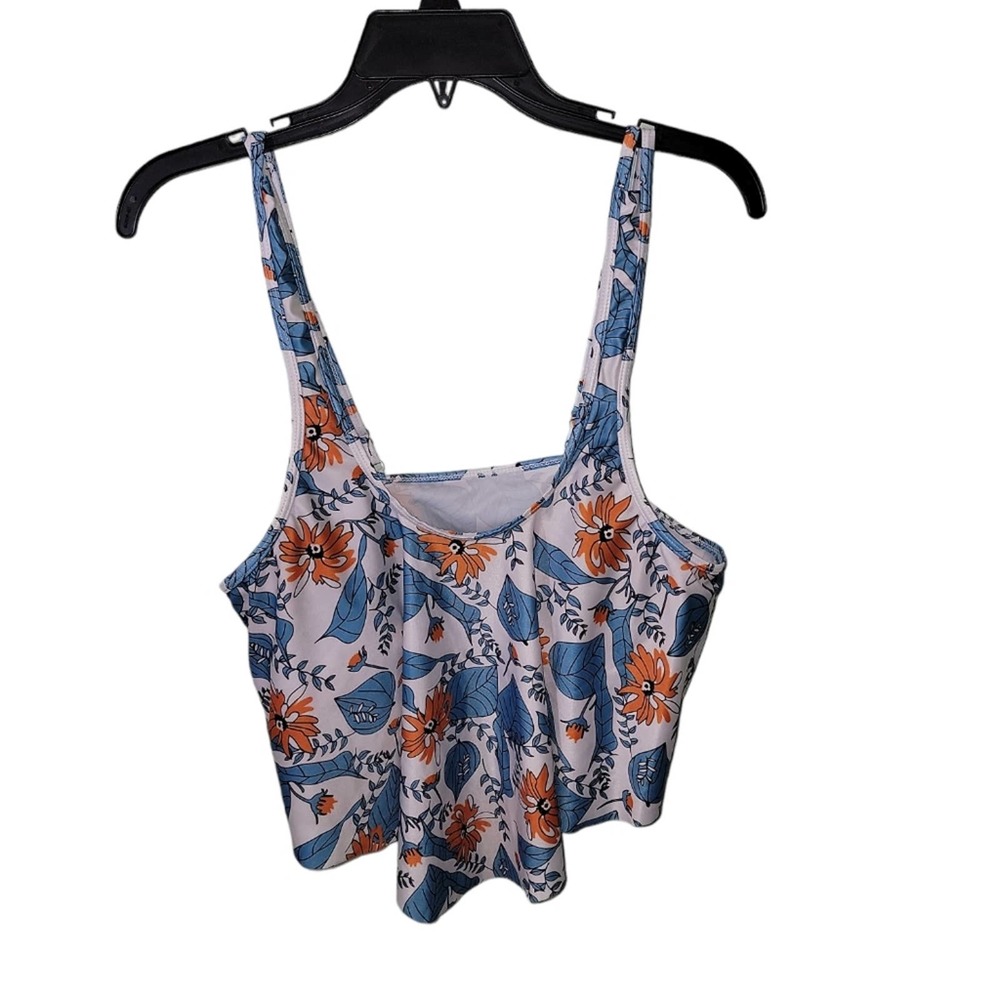 Boutique Women's Floral Beachy Hawaiian Tropical Tank Bikini Lined Sz XXL